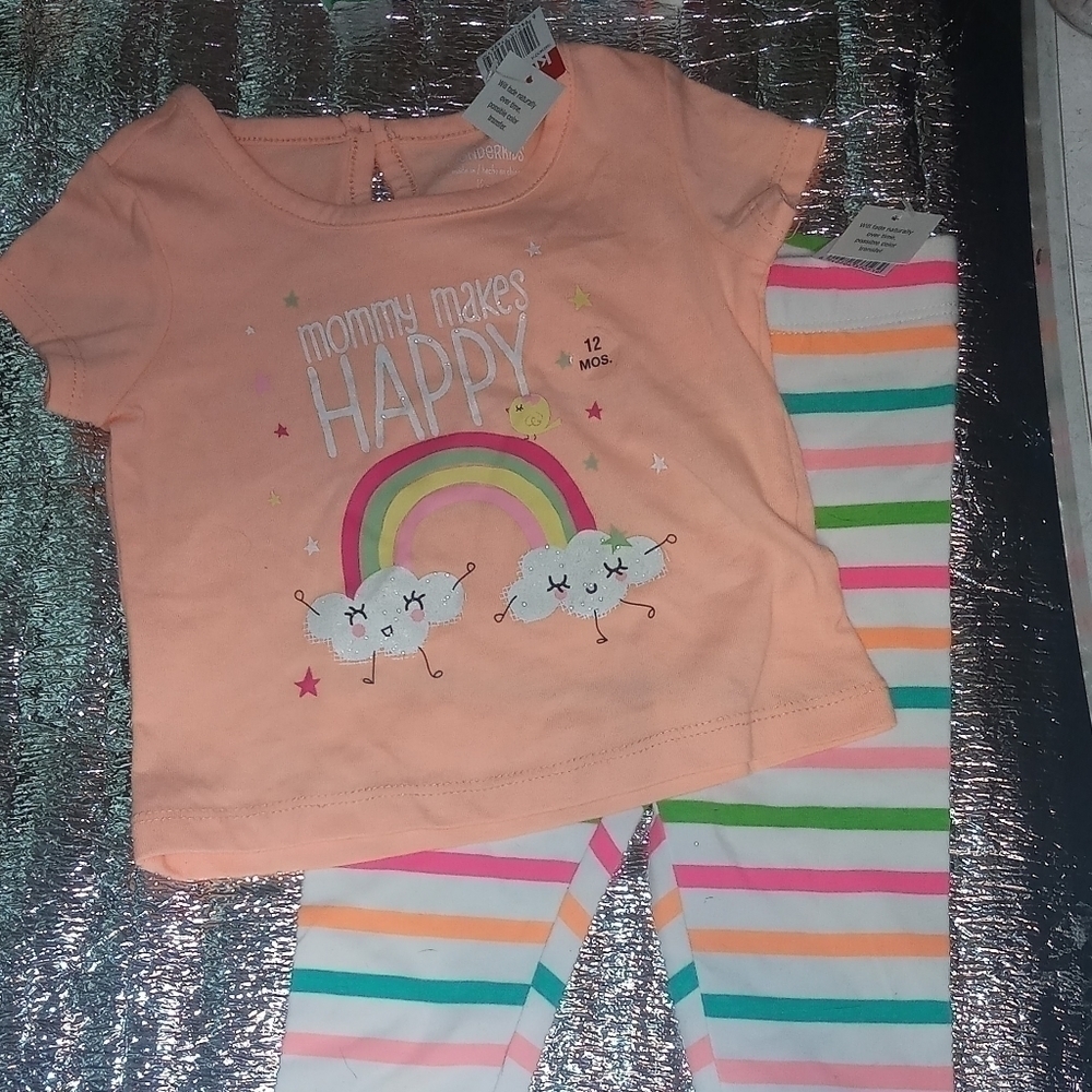 🍼Wonderkids Girls Printed T-shirt & Leggings 12M - Picture 2 of 8